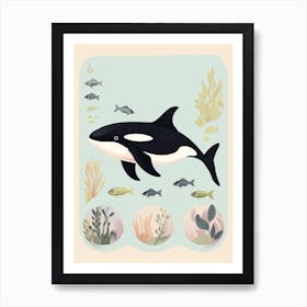 Orca Whale Geometric Diagram Pastel Art Print