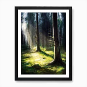 A forest and a sun. Art Print