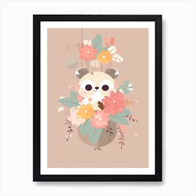 Cute Kawaii Flower Bouquet With A Hanging Possum 3 Art Print
