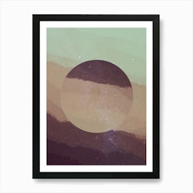Abstract Minimal Art watercolor painting of the sky and the edge of the hill Art Print