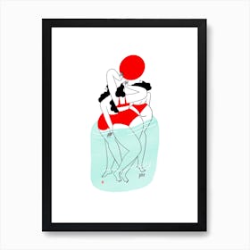 Red Swimmers Art Print