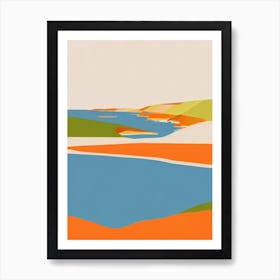 Chesil Beach Dorset Midcentury Art Print