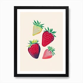 Bunch Of Strawberries, Fruit, Minimal Line Drawing Art Print