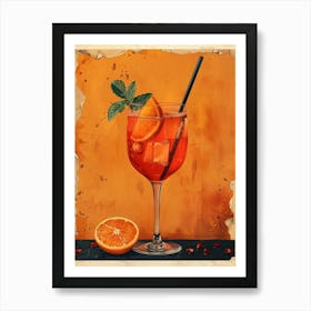 Cocktail With Orange And Mint Art Print