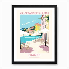 Villefranche Sur Mer, France, Flat Pastels Tones Illustration 1 Poster Art Print