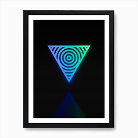 Neon Blue and Green Abstract Geometric Glyph on Black n.0045 Art Print