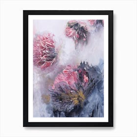 Coral Botanical Abstract Painting Art Print