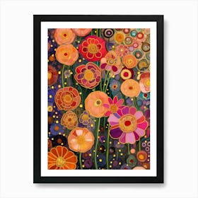 Flowers in the Night. Gustav Klimt Style Art Print