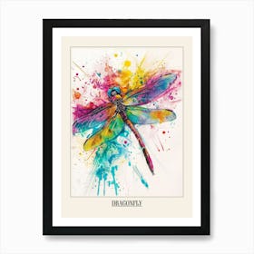 Dragonfly Colourful Watercolour 4 Poster Art Print