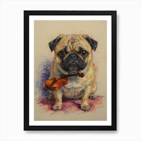 Pug With Violin Art Print
