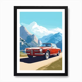 A Alfa Romeo Giulia In The Route Des Grandes Alpes Illustration 3 Art Print