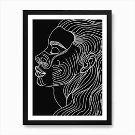 Simplicity Black And White Lines Woman Abstract 4 Art Print