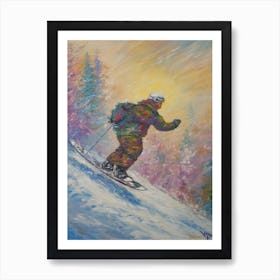 Snowboarding In The Style Of Monet 4 Art Print