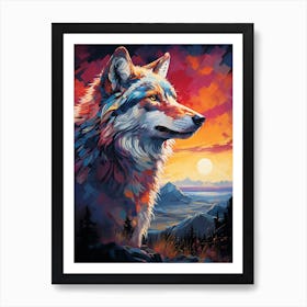 Wolf At Sunset Art Print