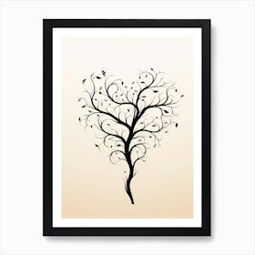 Cream & Black Tree Heart  1 Art Print