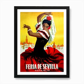 Spanish Dancer From Seville, Spain, Vintage Travel Poster Art Print