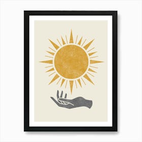 Sunburst Hand - Mystical Gold Art Print