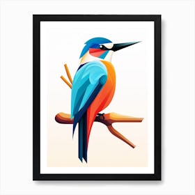 Colourful Geometric Bird Kingfisher 2 Art Print