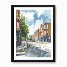 Lambeth London Borough   Street Watercolour 4 Art Print