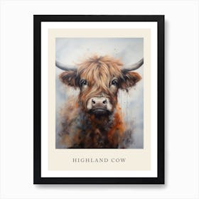 Brushstroke Portrait Of Highland Cow Poster 1 Art Print