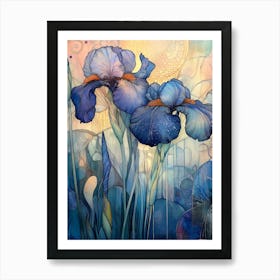 Blue Flag Irises Art Print