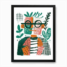 Portrait Of A Man With Glasses 1 Art Print