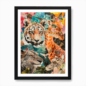 Abstract Kitsch Safari Animal Collage 1 Art Print