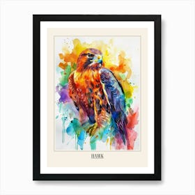 Hawk Colourful Watercolour 2 Poster Art Print