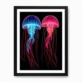 Sea Nettle Jellyfish Neon 6 Art Print