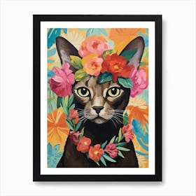 Burmese Cat With A Flower Crown Painting Matisse Style 4 Affiche