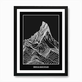 Tryfan Mountain Line Drawing 2 Poster Art Print