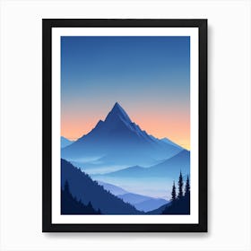 Misty Mountains Vertical Composition In Blue Tone 166 Art Print