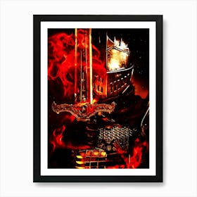 Knight In Flames drk souls Art Print