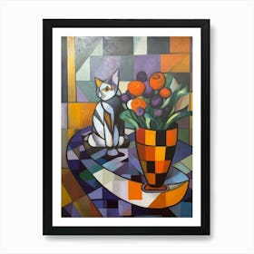 Crocus With A Cat 3 Cubism Picasso Style Art Print