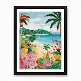 Half Moon Bay, Antigua, Matisse And Rousseau Style 1 Art Print