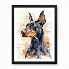 Doberman Pinscher Watercolor Painting 4 Art Print