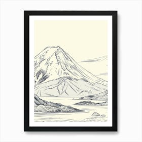 Mount Fuji Japan Line Drawing 7 Art Print