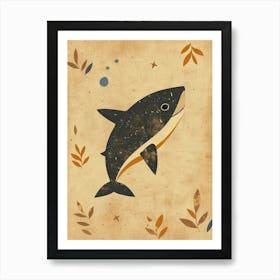 Shark Floral Patterns Muted Pastel Art Print