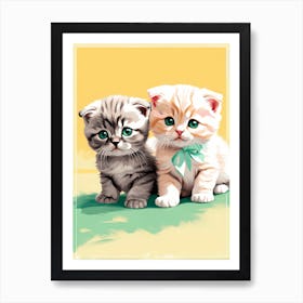 Adorable Two Scottish Fold Kittens Art Print