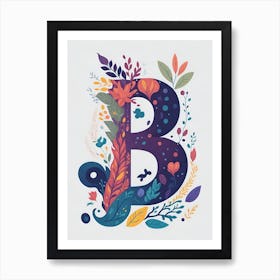 Colorful Letter B Illustration 31 Art Print