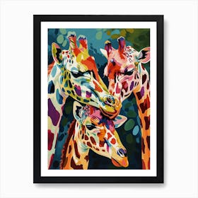 Colourful Giraffe Family 2 Art Print