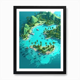 Bora Bora French, Polynesia, Flat Illustration 2 Art Print