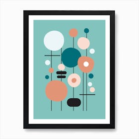 Mid Century Modern Abstract 22 Aqua Art Print