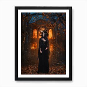 Gothic Woman In The Forest Art Print