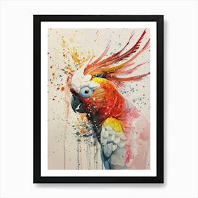 Cockatoo Colourful Watercolour 3 Art Print