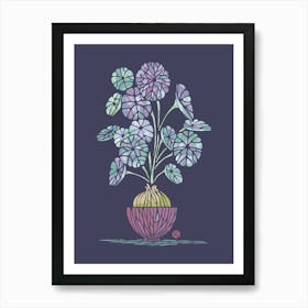 Watercolor Stephania Erecta leaves [navy-blue] Art Print