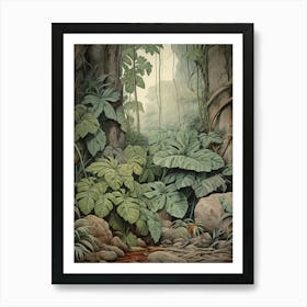 Vintage Jungle Botanical Illustration Philodendron 1 Art Print