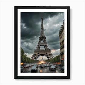 Storm Clouds Over The Eiffel Tower Art Print