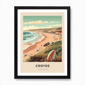 Devon Vintage Travel Poster Croyde Art Print