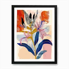 Colourful Flower Illustration Lobelia 1 Art Print